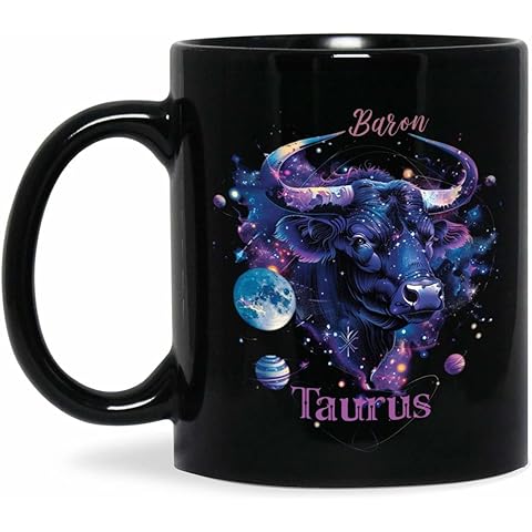 Taurus Zodiac Mug, Customized Astrological Taurus Black Cup, Custom Name Zodiac Coffee Mug 11oz 15oz, Personalized Taurus Sign Ceramic Cup, Gift For Siblings On Birthday, Kid Cup