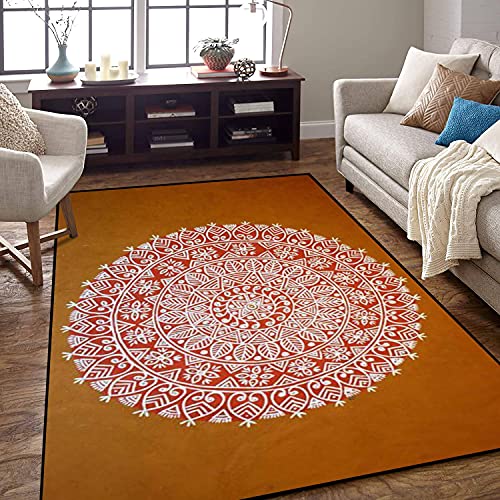 EPONGEKIT Area Rug Non-Slip Floor Mat Rangoli an Indian Traditional
