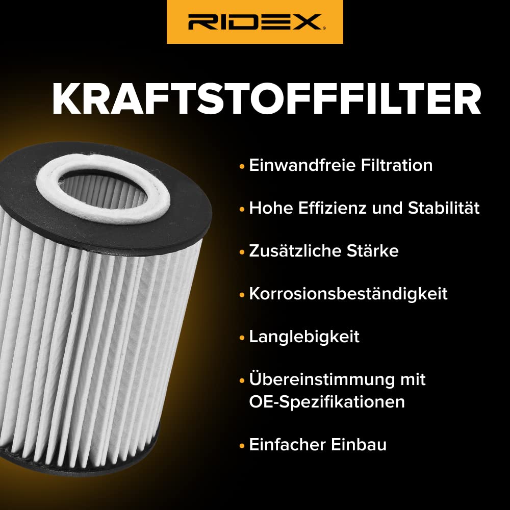 RIDEX 9F0005 Filtre à carburant Compatible avec FORD Fiesta Mk6 3/5 portes JA8, JR8 Diesel