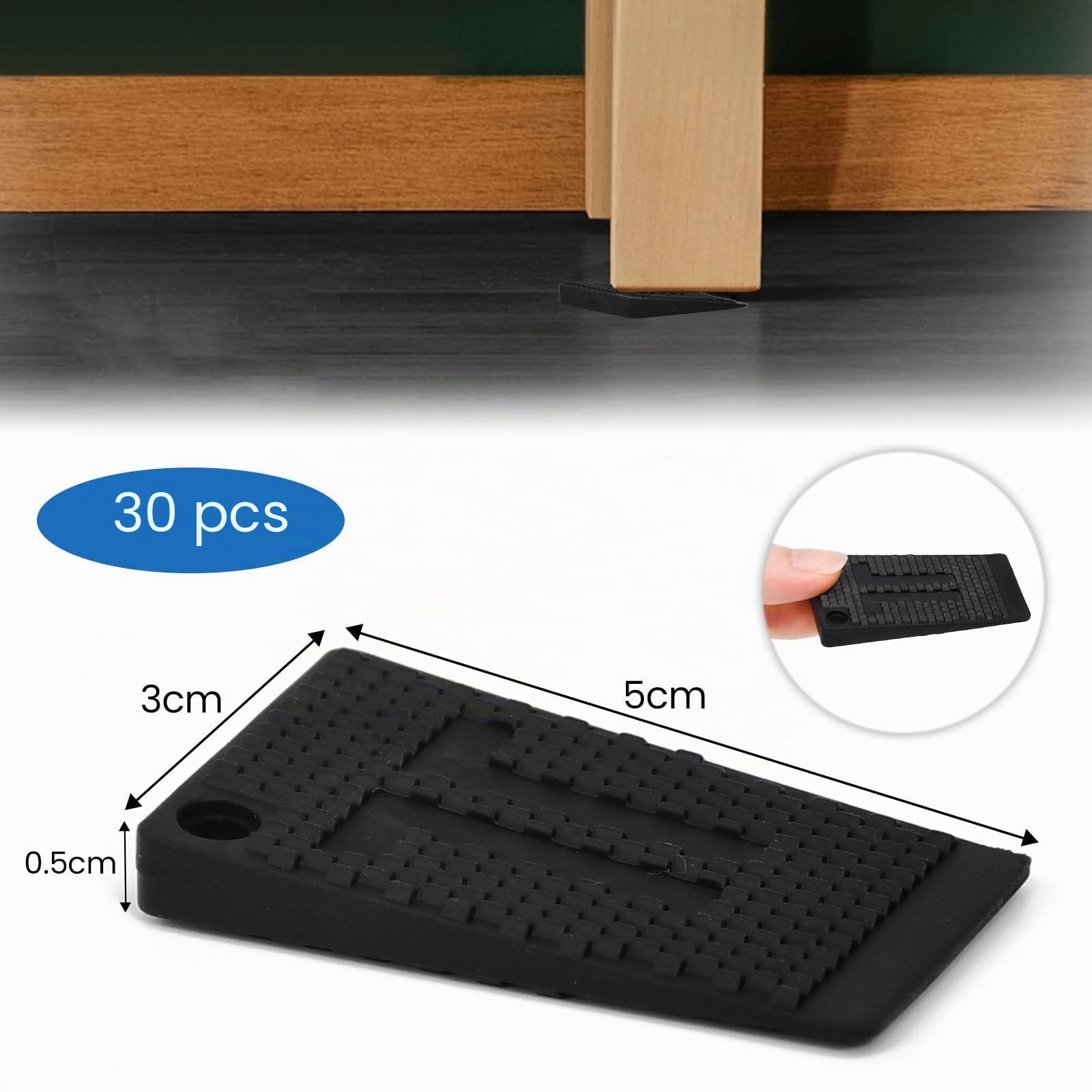 30 PCS Cales de Nivellement pour Meubles 5 * 3 * 0.5cm Cale Plastique pour Nivellement Support Niveleur Meuble