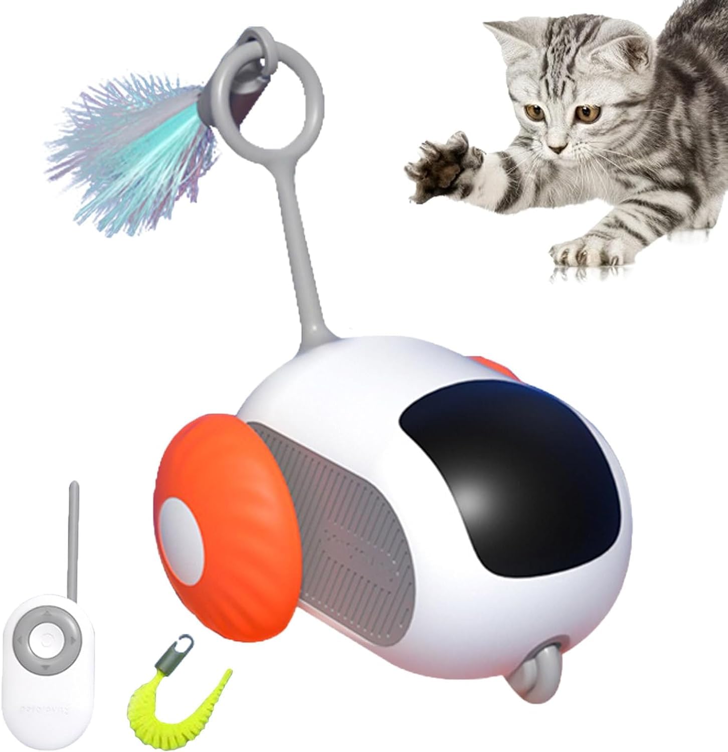 Turbo Tail Mouse Cat Toy, Remote Control Electric Cat Toy,Interactive Cat Toys for Indoor Cats, Smart Cat Toy Car, Teazys Cat Toy Turbo Tail 2.0,Pet Gravity Cat Toy, Automatic Mobile Cat Toy (Orange)