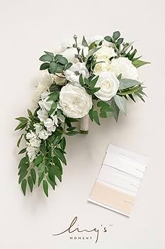 Amazon.com: Ling's moment White Bridal Bouquet Cascading, Ivory