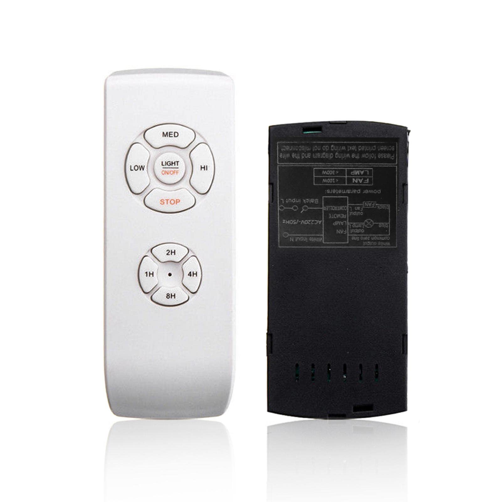 Ceiling Fan Remote Control Kit, Wireless RF Remote with 3 Speed Settings, 4 Timing Options (1/2/4/8H), Wall Mountable Holder, Compatible with Most Ceiling Fan Lamps, 85-240V(as shown)