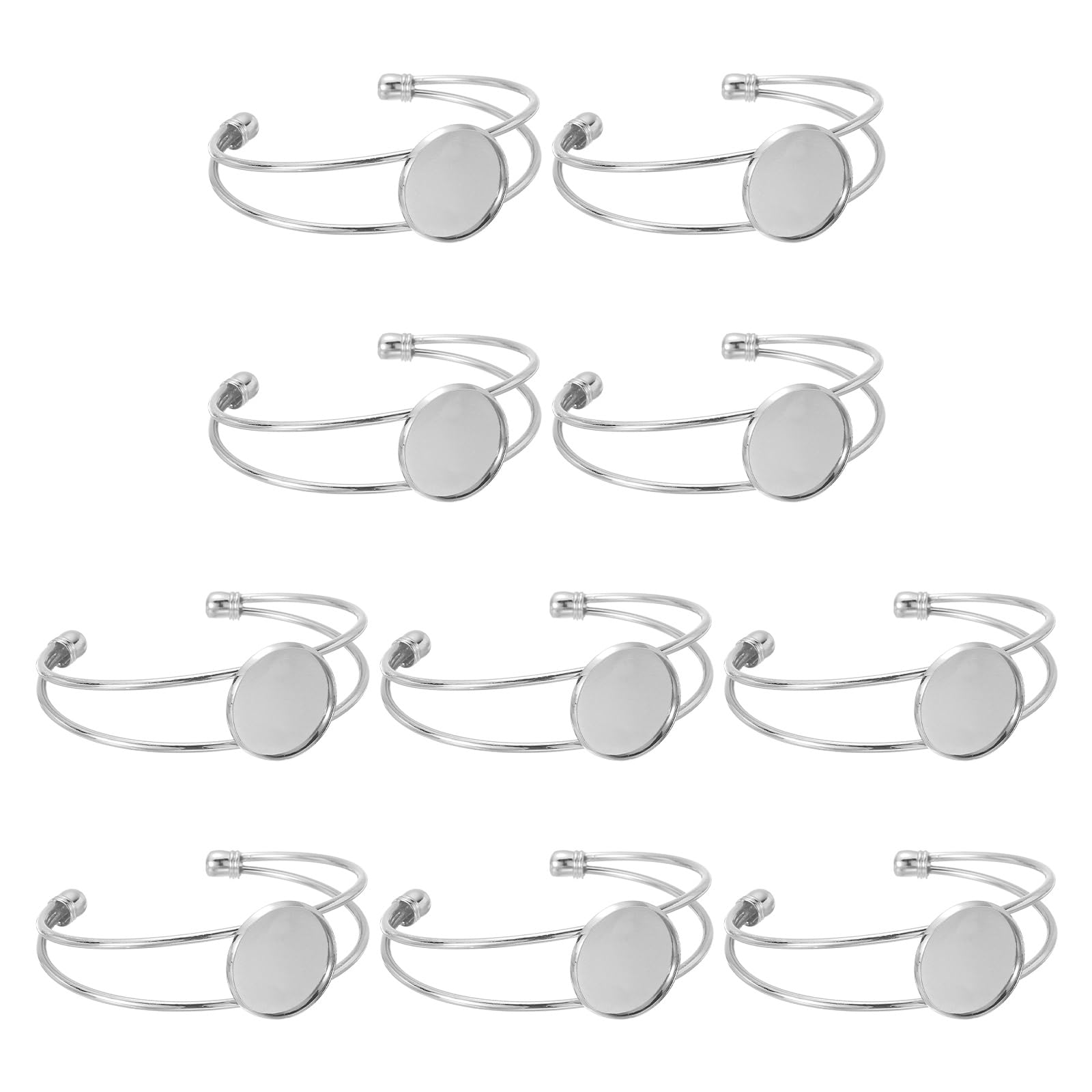 sourcing map 10 Pcs Bezel Tray Blank Bracelet Setting, 20mm Adjustable Round Tray Setting Blank Bangle for DIY Jewelry Making Crafting Bracelets, White K — image 1