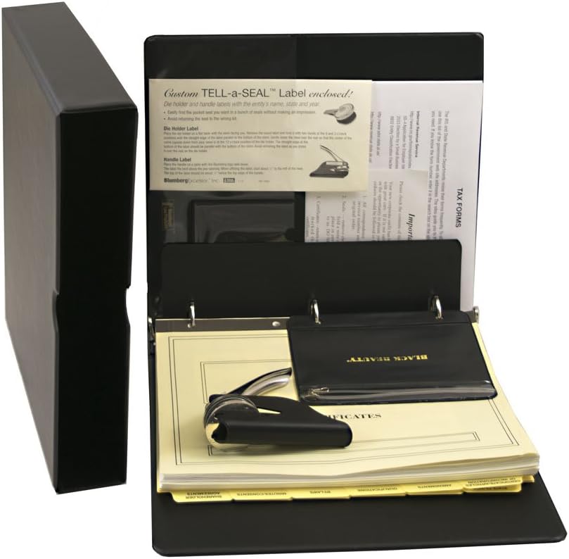 Corporate Kit with Records Binder, Corporate Seal, Certificates with Stubs, Blank Minute Paper and More; Blumberg Black Beauty (Corporate Kit, Black)