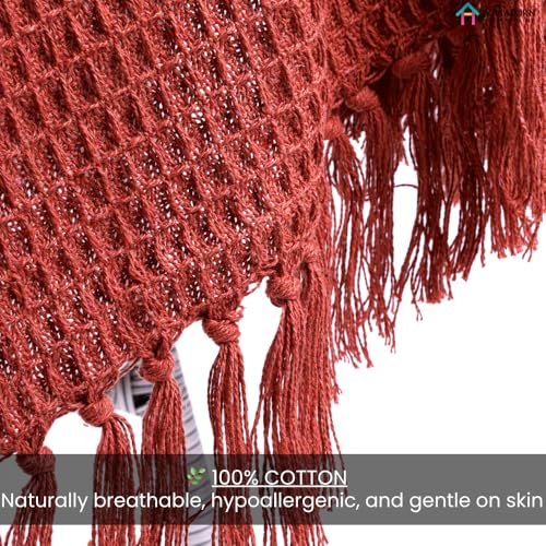 Image of HOMADORN Waffle Weave Cotton Throw Blanket - Lightweight, Breathable & Cozy for Sofa or Bed (100% Cotton)(50X60 Inches) Rust