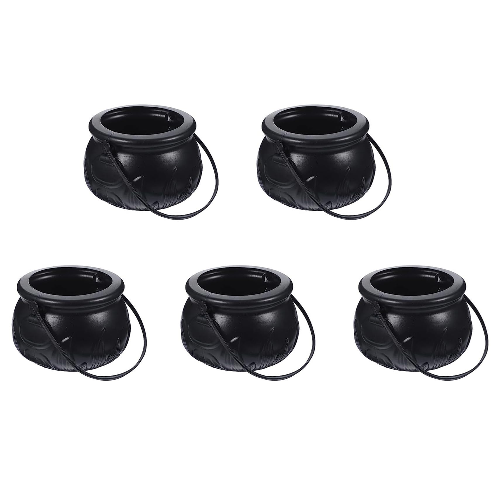 Vjsujehgy 5X Black Cauldron Kettle Plastic Witch Kettle Patricks Cauldron Wizard Witch Cauldron Decoration Candy Kettle Bucket