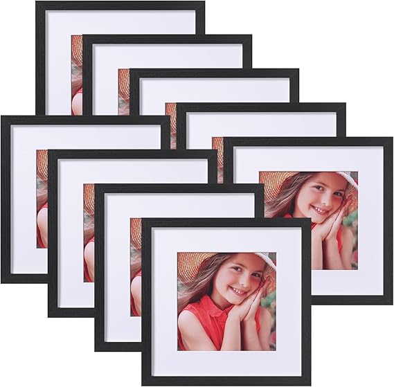 Vittanly 12x12 Picture Frames for Wall Set of 9, Display 8x8 Pictures with Mat or