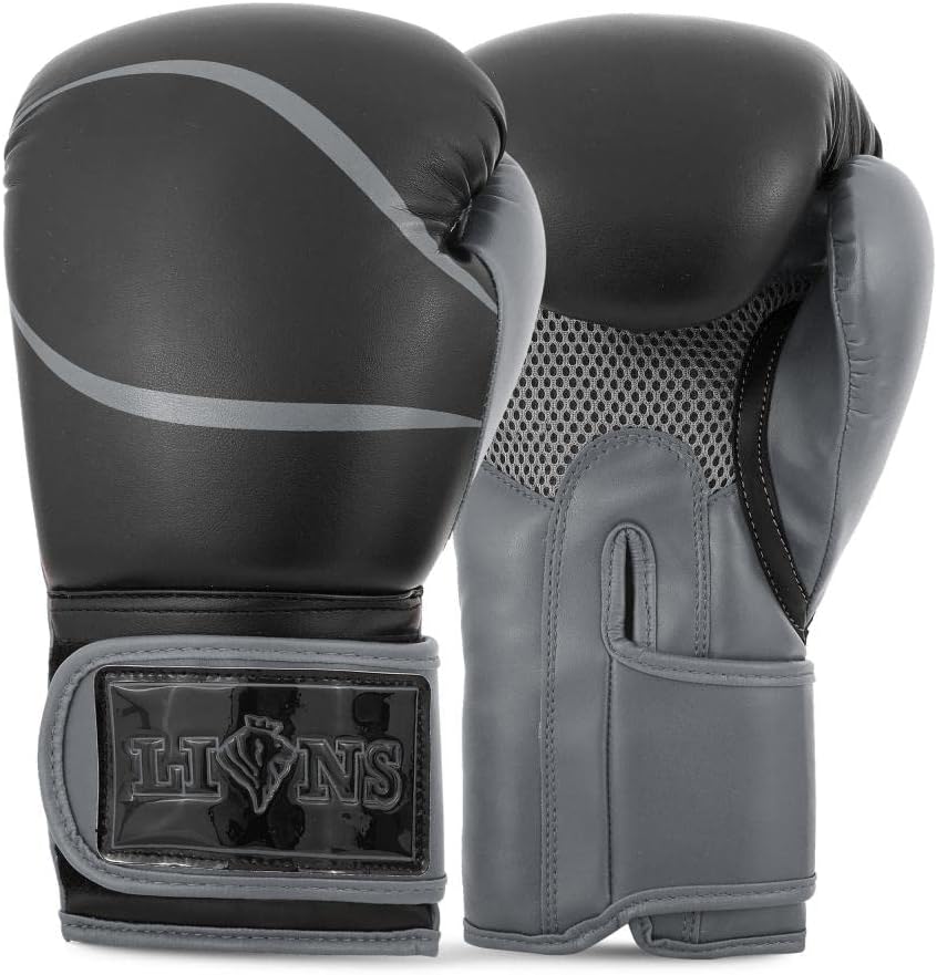 Lions Boxing Gloves MMA Punch Bag Training Mitts 6oz, 8oz, 10oz, 14oz, 16oz, Black, Pink, Red