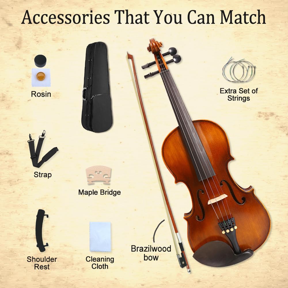 Petit violon 1/8 bois d'épicéa érable fixations en ébène pour débutants