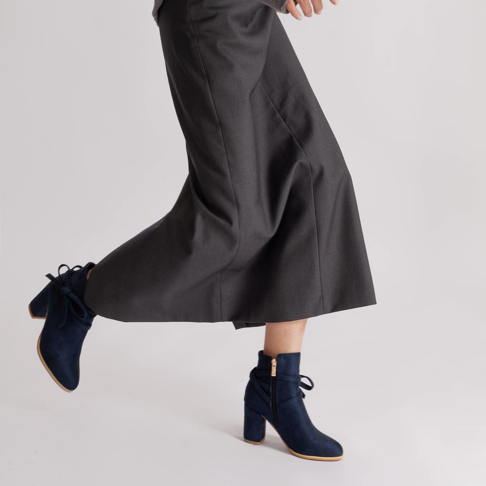 CUTEHEELS Botines de tacón grueso para mujer
