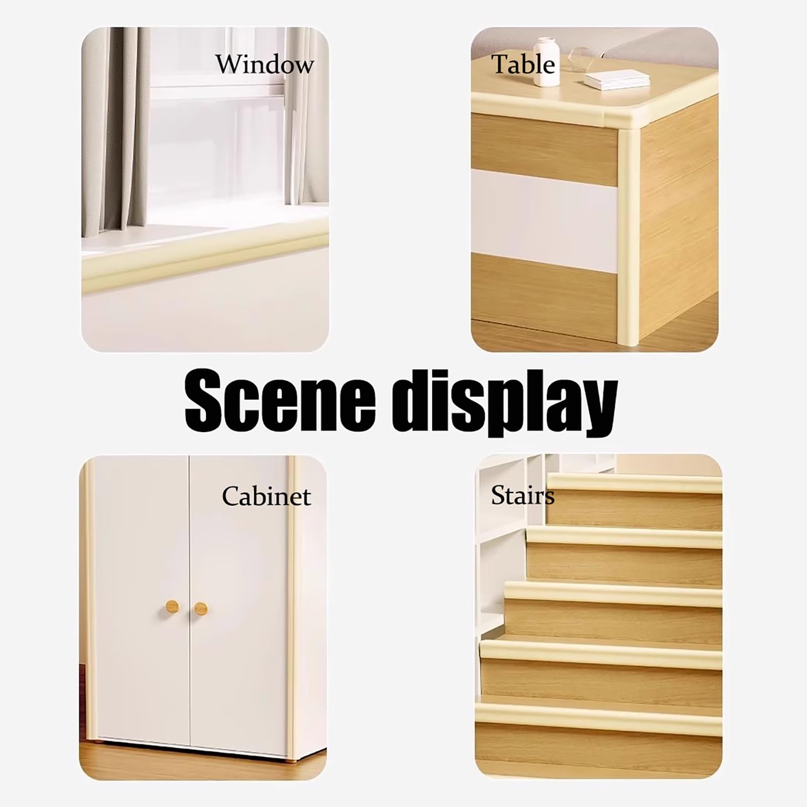 Möbelkanten- und Eckenschutz, for Tisch, Kamin, Arbeitsplatte, Eckenschutz, Schutz mit Selbstklebender Rückseite, weicher Eckenschutz for Möbelkanten(Beige,600cm/236.2in)