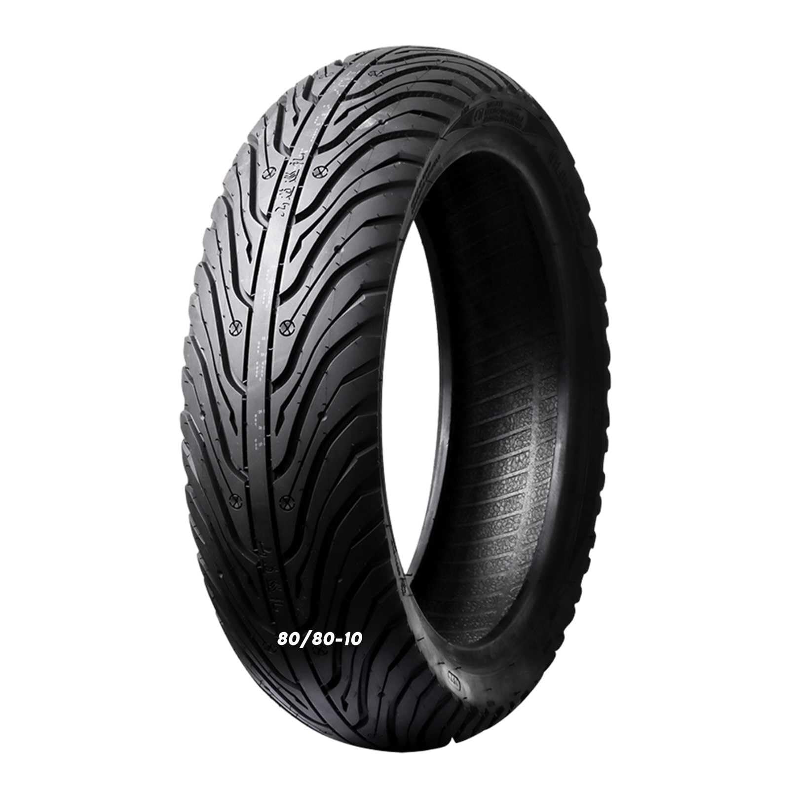 80/80-10 Opona Motocyklowa bez Wewnętrznej Rury | 80/80/10 Do Przedniego i Tylnego Koła | 80 80 10 Odporna na Przebicia, Odporna na Zużycie, Niski Opór Toczenia dla Skuterów Miejskich