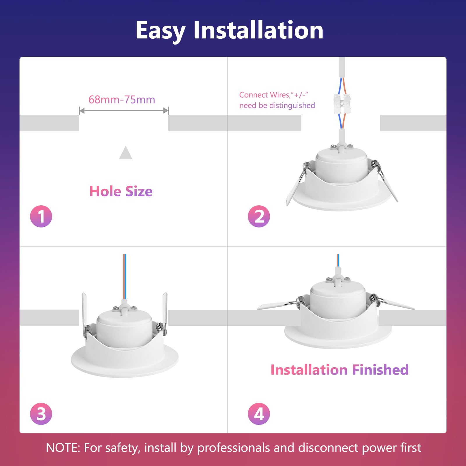 GeyouLux Faretti da Incasso LED Dimmerabili RGB, Faretti a 230V 68mm in Alluminio, IP44 5W 3CCT Plafoniere Orientabili a 38°+ 45°, Faretti da Incasso Bianchi con Telecomando IR per Bagno, 6 Pezzi