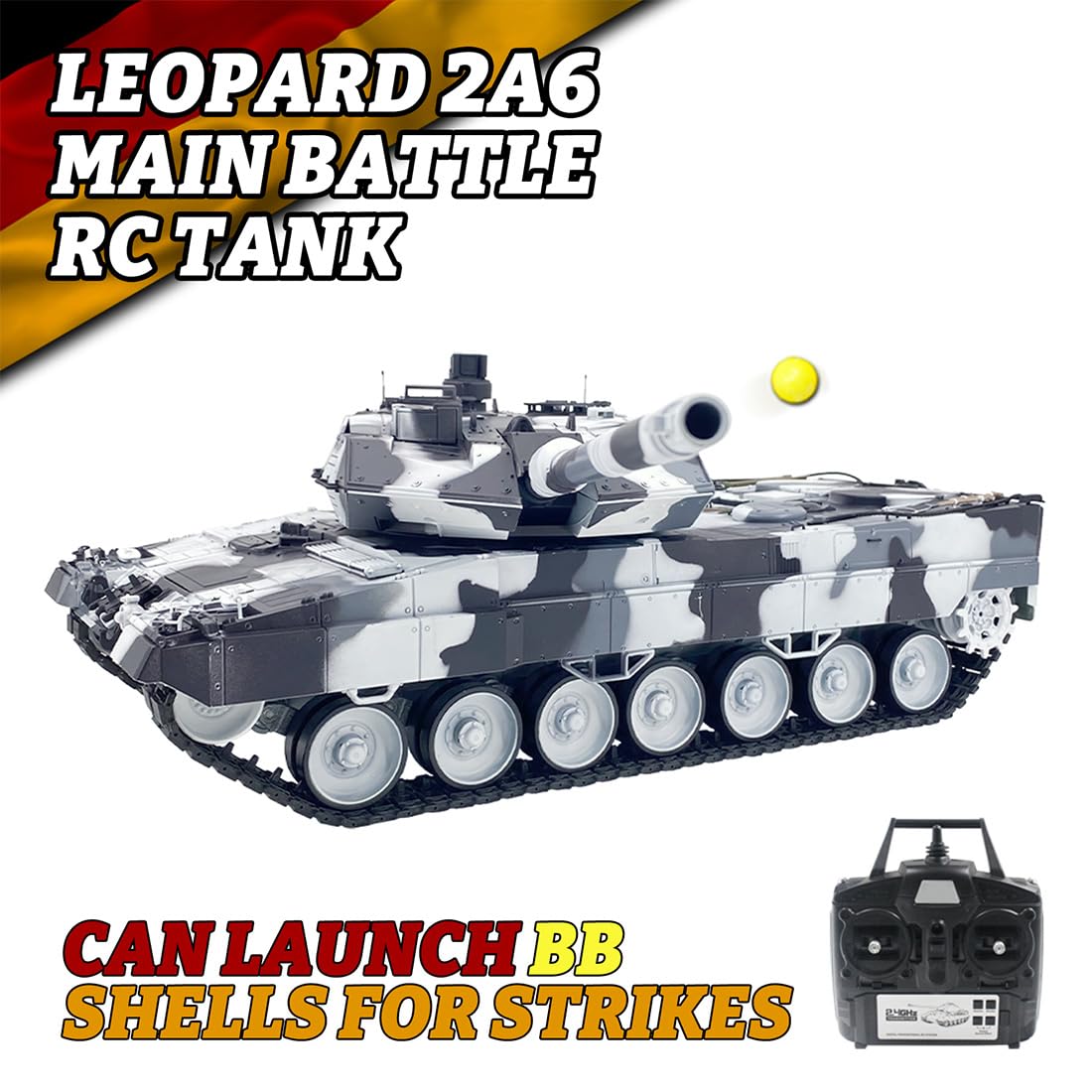 Model czołgu bojowego 1:16, 2,4 G, niemiecki leopard 2 A6 wojskowy czołg z efektami dymu, zestaw modelarski dla fanów wojskowych i dorosłych