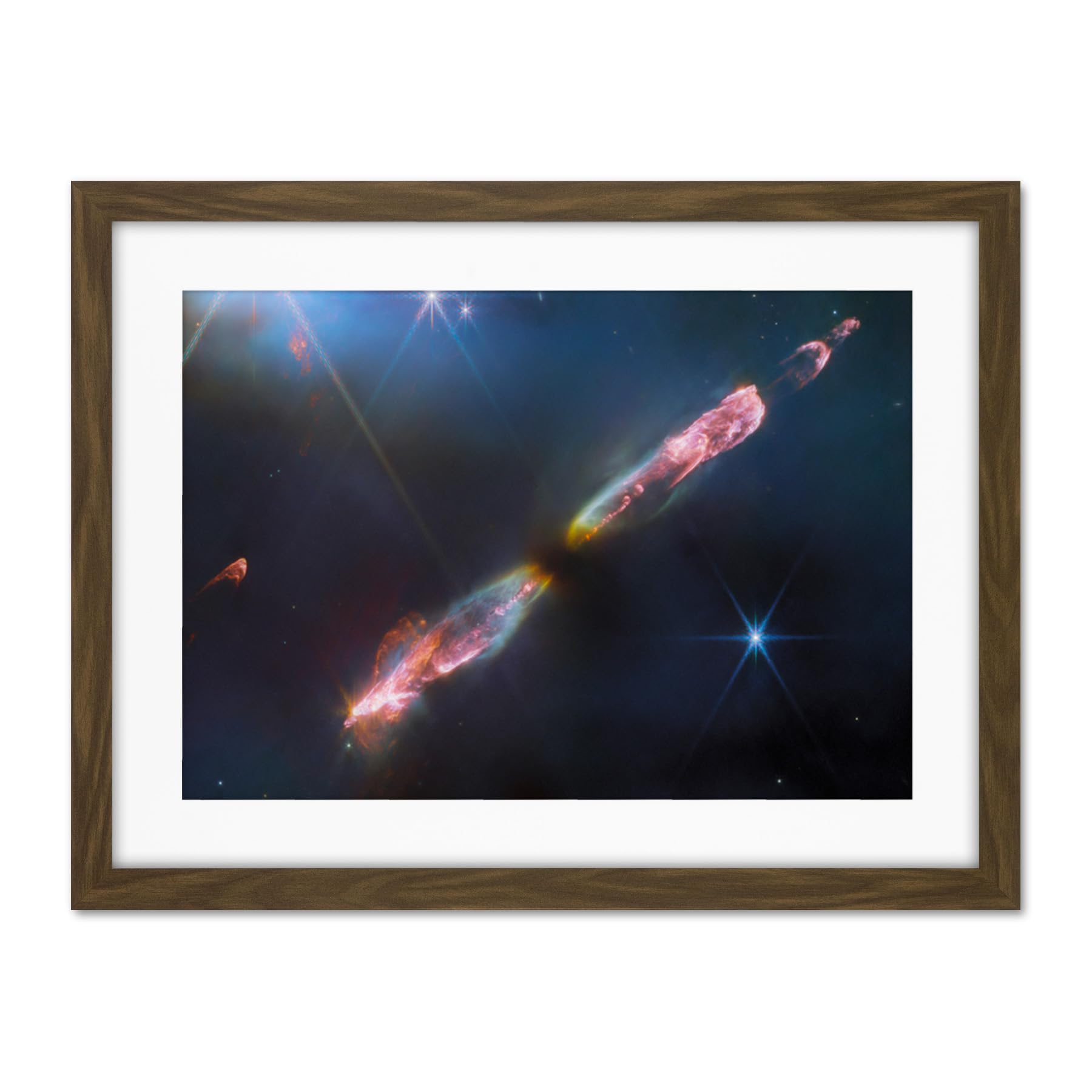 Artery8 NASA James Webb Telescope Infrared Image Supersonic Outflow of Young Star Space Bipolar Jet from Central Protostar Herbig-Haro 211 Stellar Birth Artwork Framed Wall Art Print 18X24 Inch