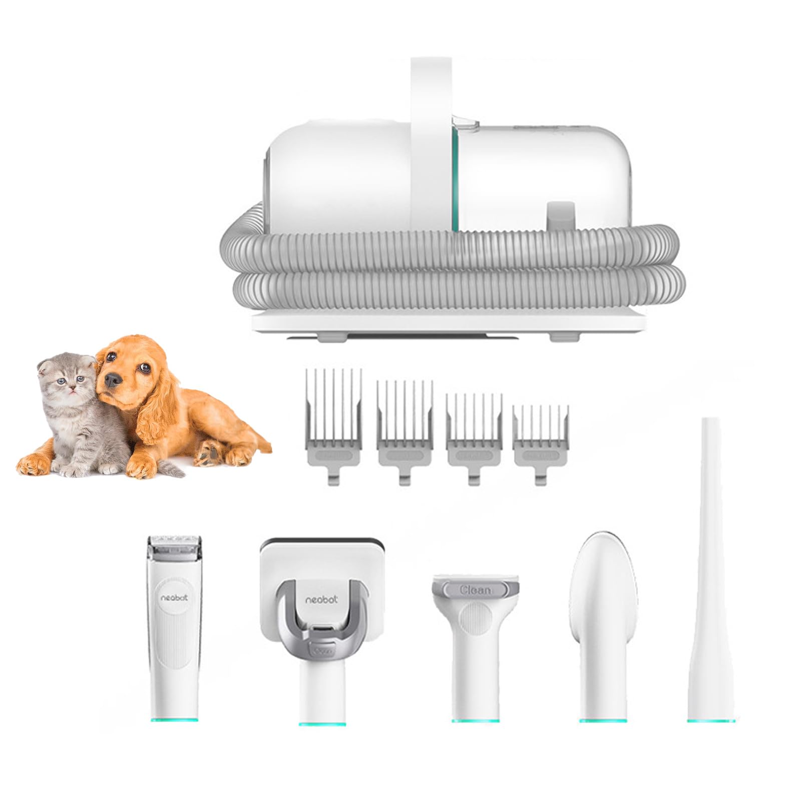 Pet Grooming Kit Dog Hair Vacuum Groomer with 1L Capacity 5 in 1 Grooming Tools Low Noise Pet
