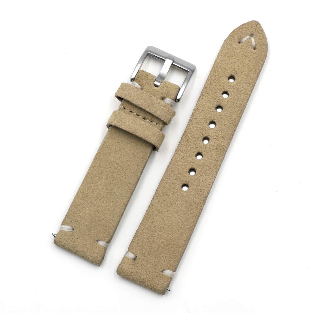 Onthelevel Suede Watch Strap - Vintage Leather Velour Watch Band 18mm 20mm 22mm 24mm Quick Release Strap for Men or Women