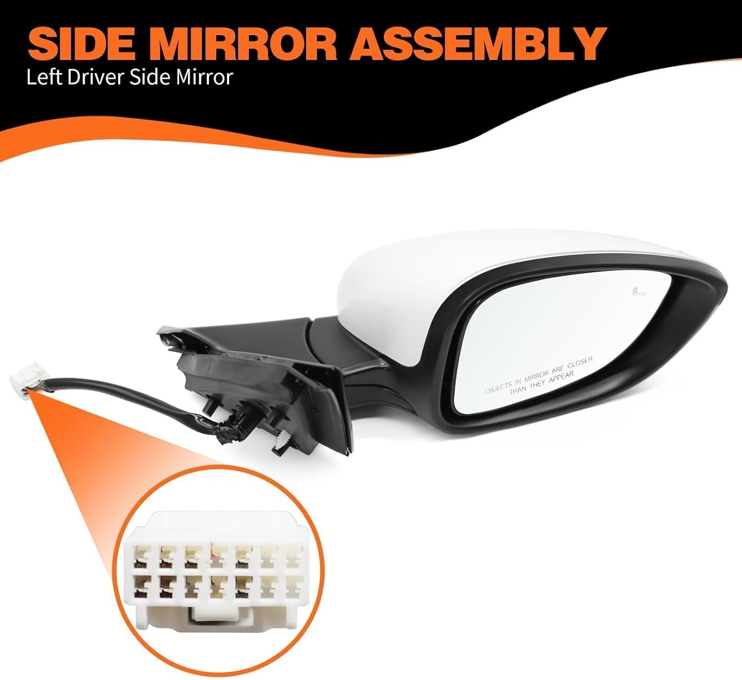 Right Passenger Side Mirror Assembly Compatible with 2023-2025 Accord Rearview Mirror with (BSM) Blind Spot Match & Heated and Power Glass (7Pins White)