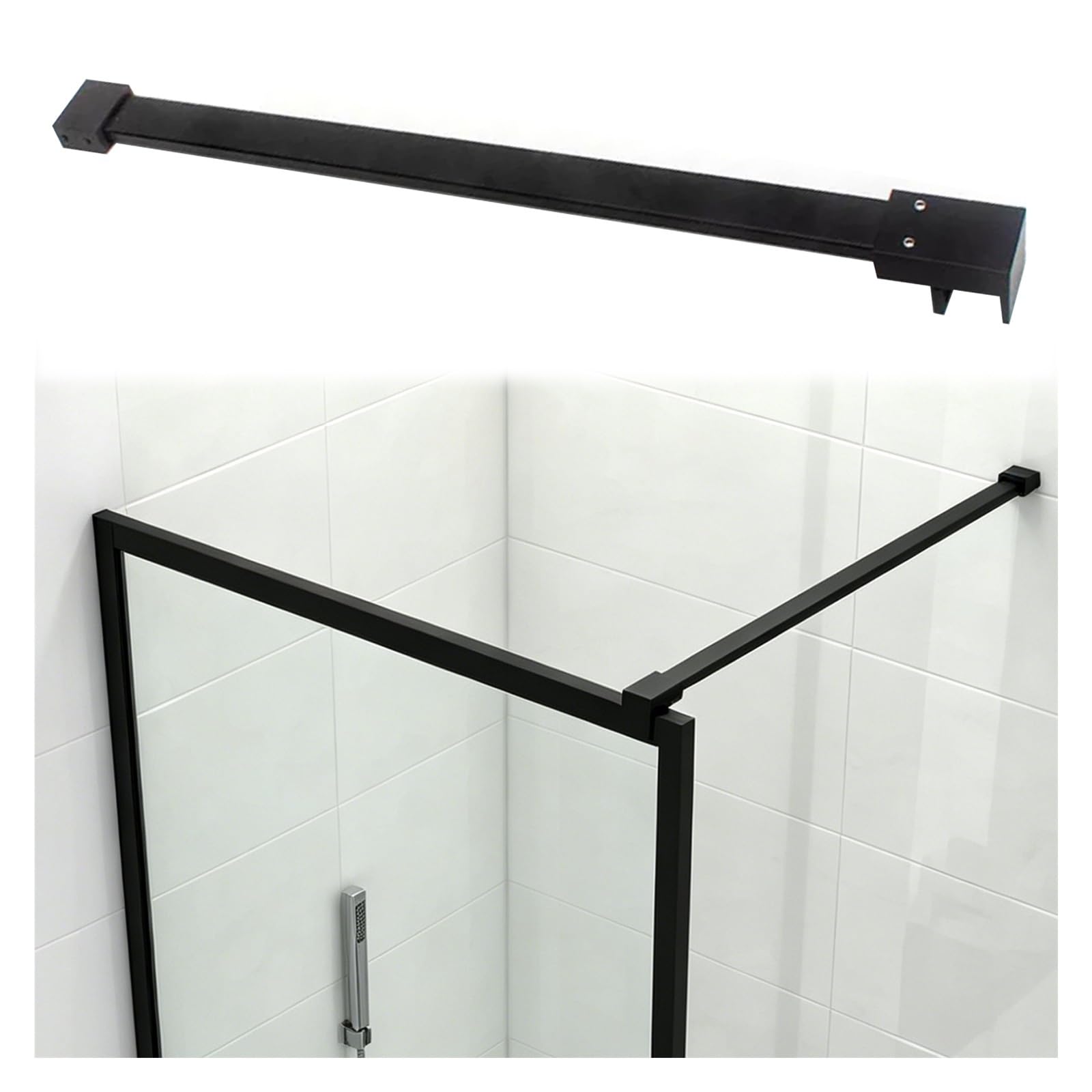 Regulowany uchwyt prysznicowy montowany na ścianie od 1,6 do 1,5 m, stabilizator ze stali nierdzewnej 304, elastyczne czarne wykończenie (130 cm) dla bezpieczeństwa i stabilności