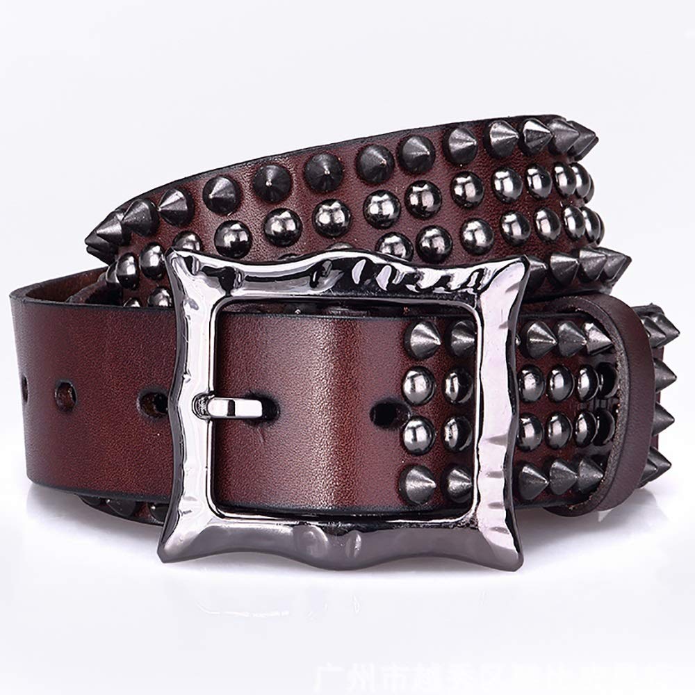 Punk Goth Gürtel Damen Gürtel Hohe Qualität Leder Punk Stil Stilvolle Persönlichkeit Einstellbare Größe für Jeans, Hosen