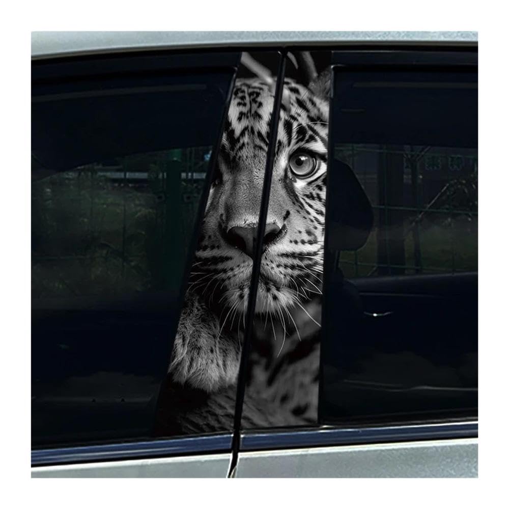Decorative Items 2PCS Animal Tiger Fox Lion Car Center Pillar Sticker B Pillar Protective Film Decoration(J)