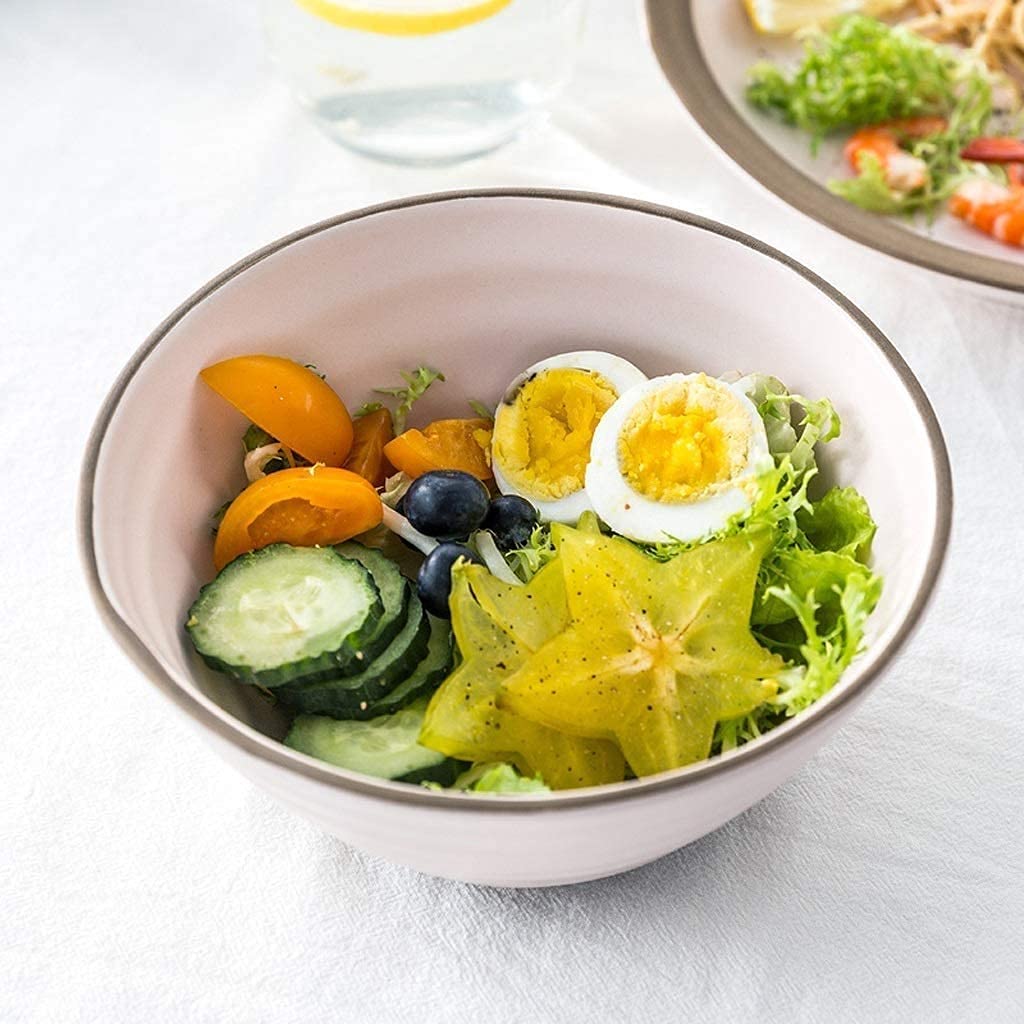 ERoomQ Pasta Bowls Bowl Creative Ceramic Deep Soup Bowl 7 Inch Fruit Salad Dessert Bowl Household Color Tableware Salad Bowls,