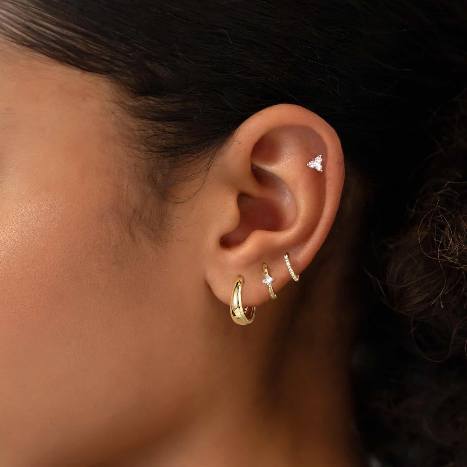 Gold Ear Cuff for Women, 14K Gold Plated CZ Cartilage Cuff image 2
