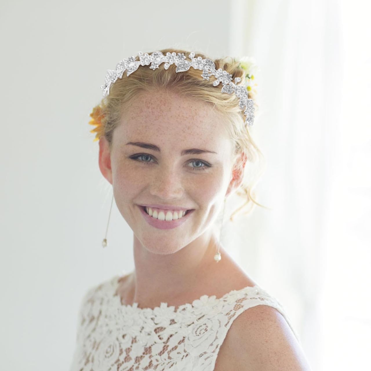 Brautschmuck Hochzeit Diadem Strass Perle Haarband Stirnband 1st (Silber)