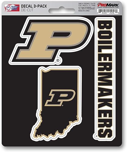 Paquete de 3 calcomanías de equipos de la NCAA, negro, varios