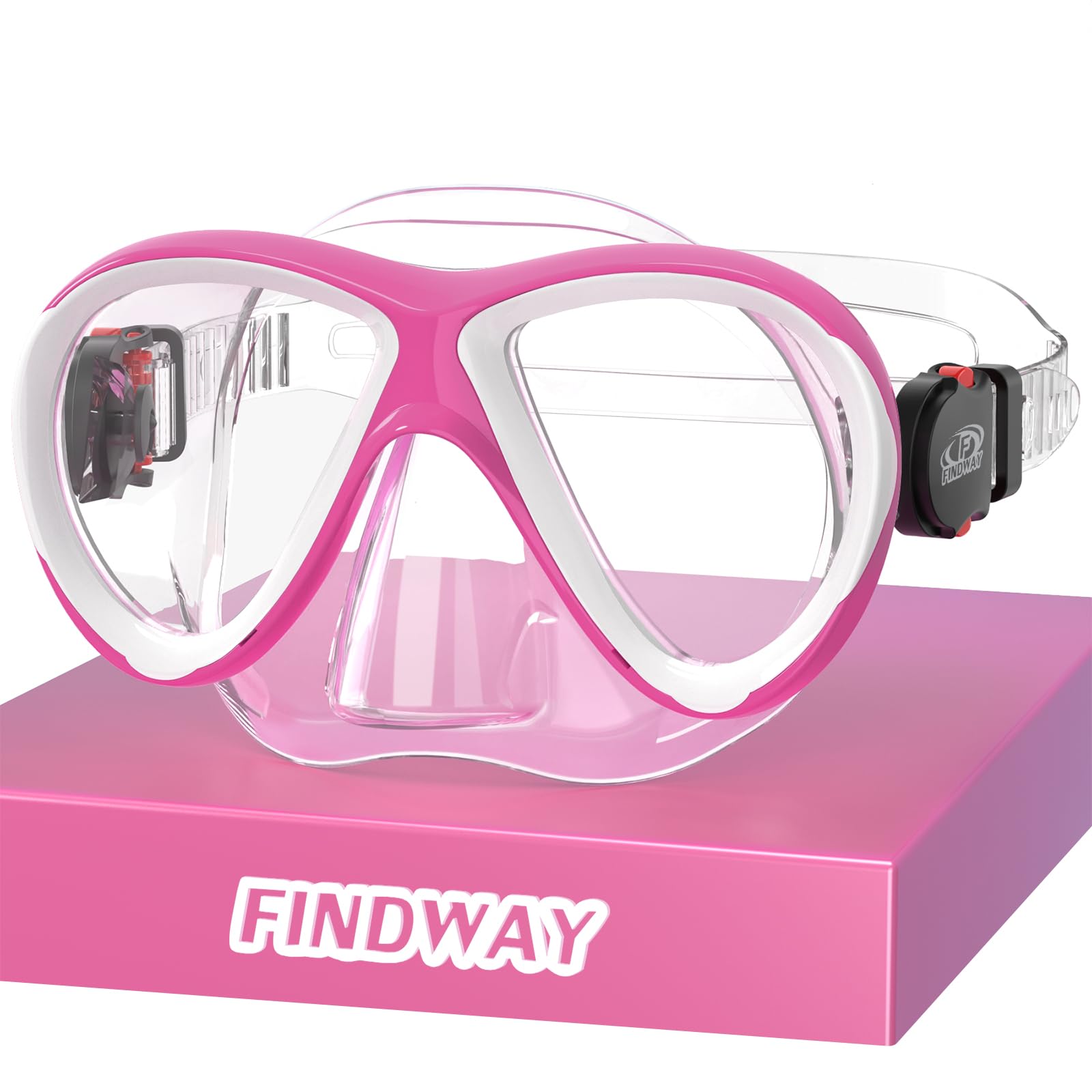 Findway Taucherbrille Kinder, Schwimmbrille Kinder für Jungen Mädchen,Schnorchelmaske Kinder 180°Panorama Verstellbares Silikonband Anti-Leck Tauchmaske Kinder für 3-14 Jahre
