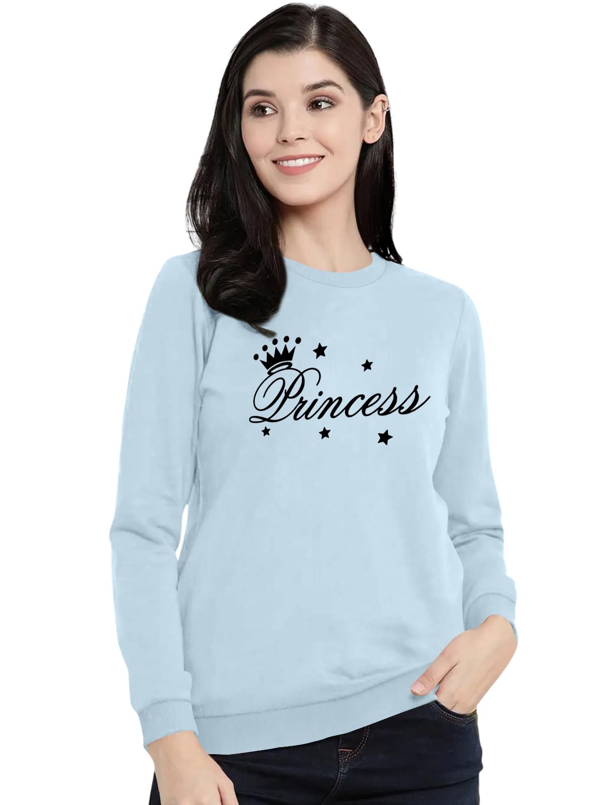 SNITCH Princess Printed Sweatshirt Full Sleeve Casual Pullover Crew Neck Comfortable Regular Fit Graphic Sweatshirt, Travel, College, Lounge in multi