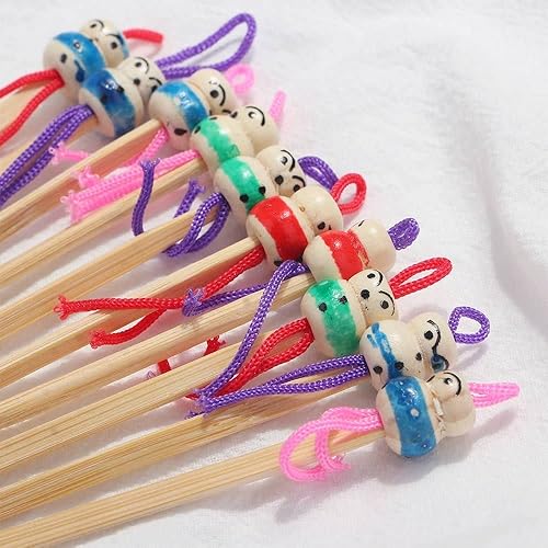 Miniatura 4 de 10 piezas de bambú limpiador de oído de oído, lindo muñeco de bambú Earpick removedor de cera de oído, herramienta de limpieza para adultos, hombres