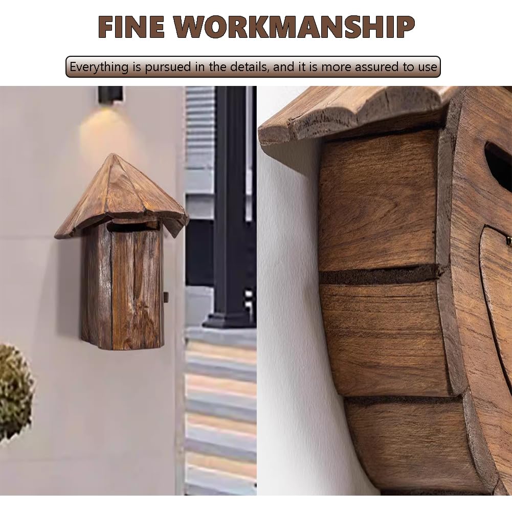 Buzón de pared de madera con diseño clásico para uso en exteriores
