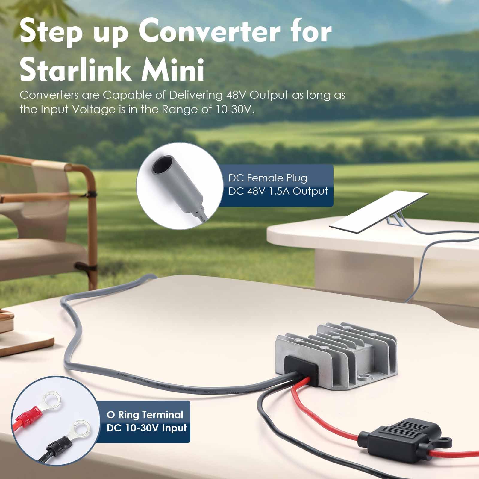 Adaptador Starlink Mini 12/24V a 30V 3.5A Boost con Enchufe Hembra | Convertidor elevador DC-DC para autocaravanas, embarcaciones y sistemas fuera de la red