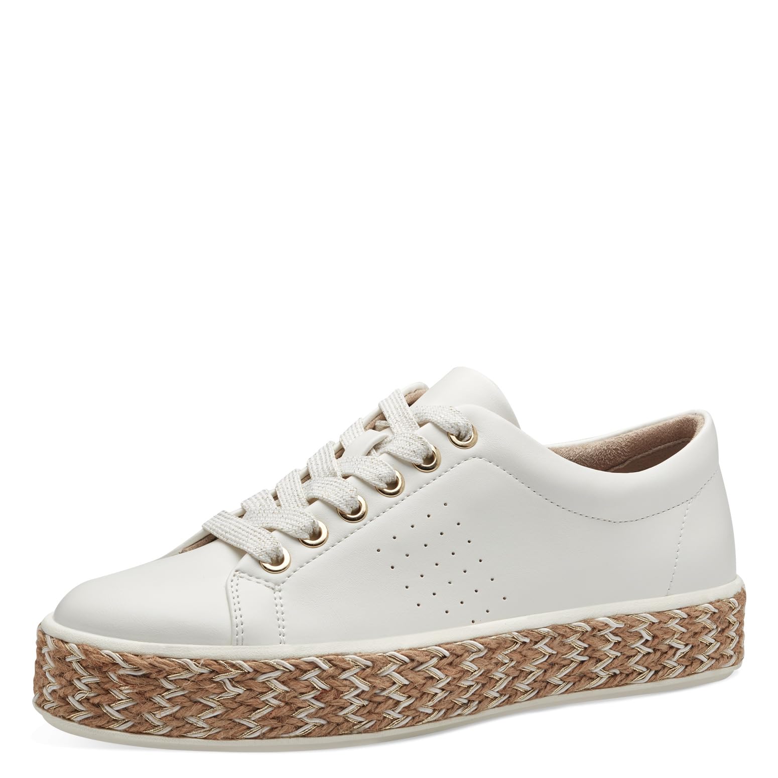 Jana Women’s Flat Sneakers with Espadrille Sole Vegan, White, 3,5 UK