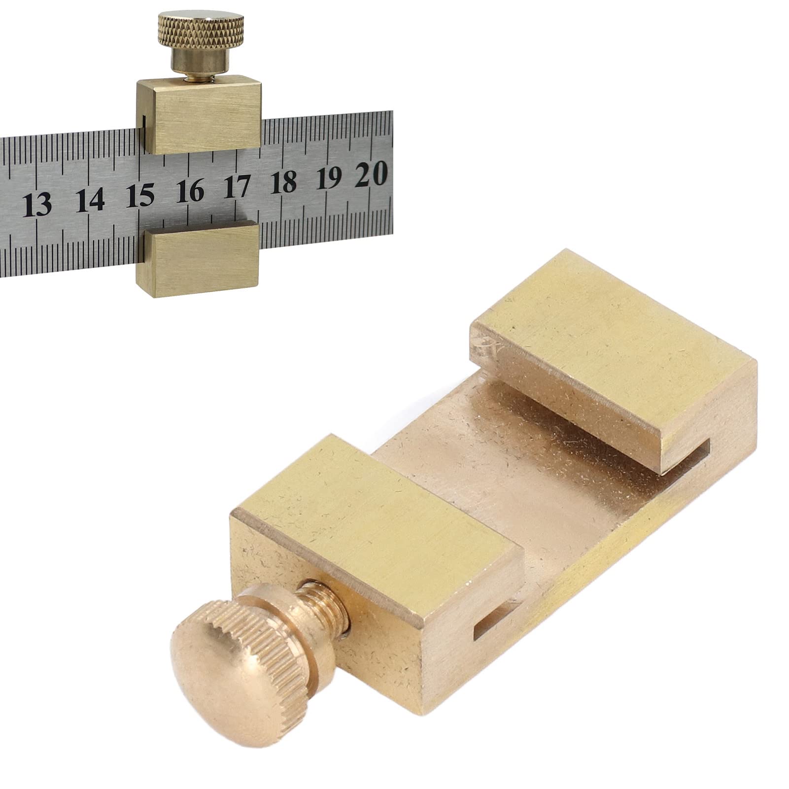 Qcwwy Brass Scribe Steel Ruler Positioning Limit Block with T Shaped Groove Design, Easy to Use, Proof, Suitable for Engineers