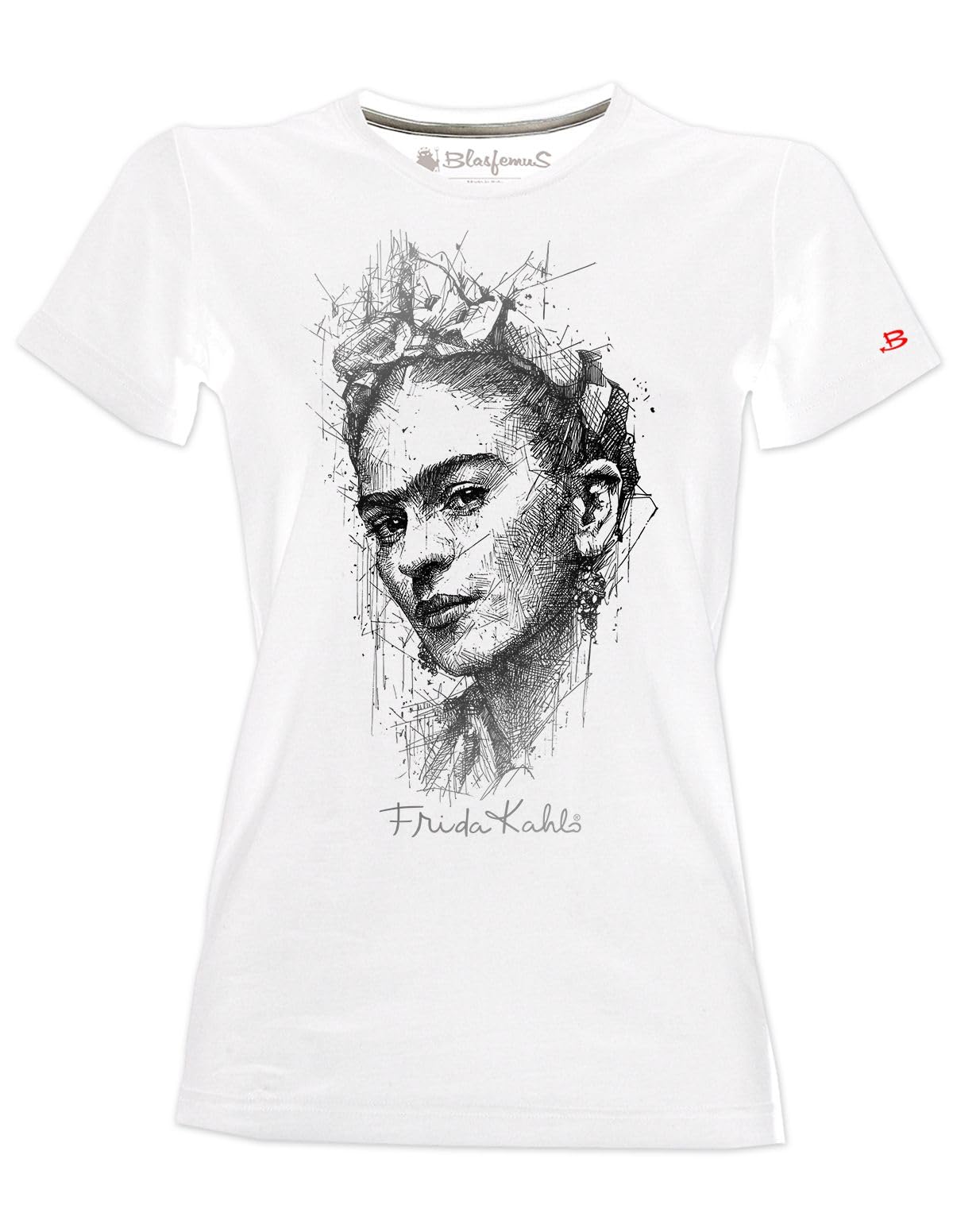 Blasfeus T-Shirt Frida Kahlo Ufficiale stilizzata con Rose e Orecchini