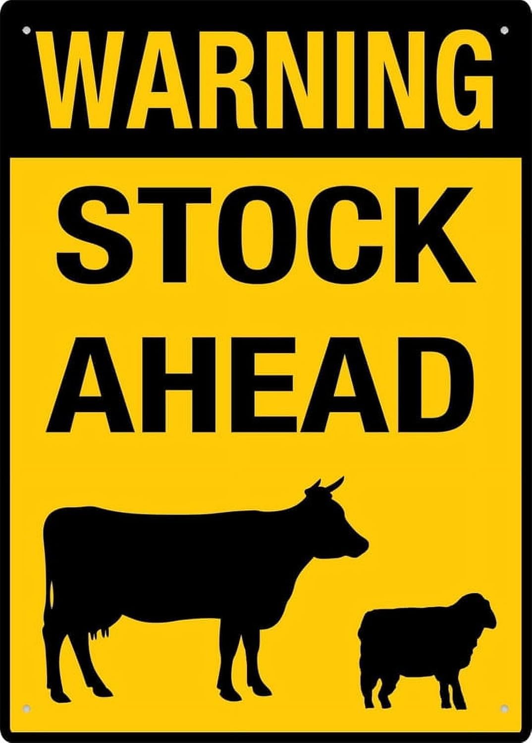 Warning Stock Ahead Retro Rust Free Aluminum Tin Sign - Pre-Drilled Holes, Weather Resistant for Home Road, Garage Loading - 12x16 Inch​