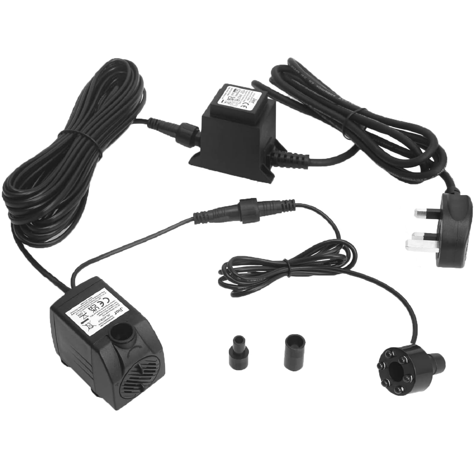 Bomba sumergible para fuente de agua BARST, bomba de fuente de 12V AC 800L/H con cable de alimentación de 10m y anillo de luz LED para acuario, estanque, bebederos de pájaros, tanque de peces JR-800LV