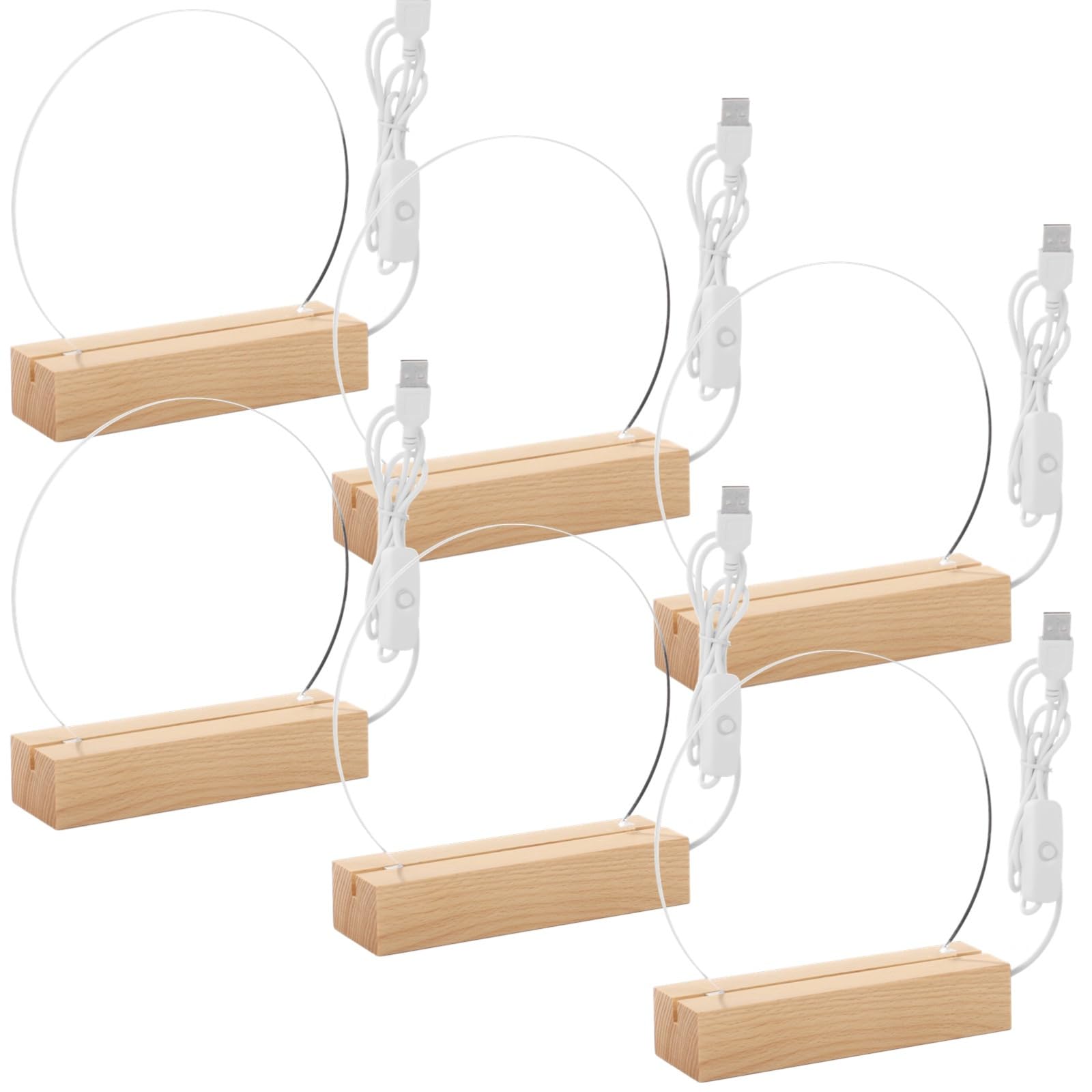 PONDON 6 Pezzi Led Stand In Legno Con Pannelli Acrilici, Usb Powered Luci Notturne, Design Creativo Per Disegno, Scrittura E Display