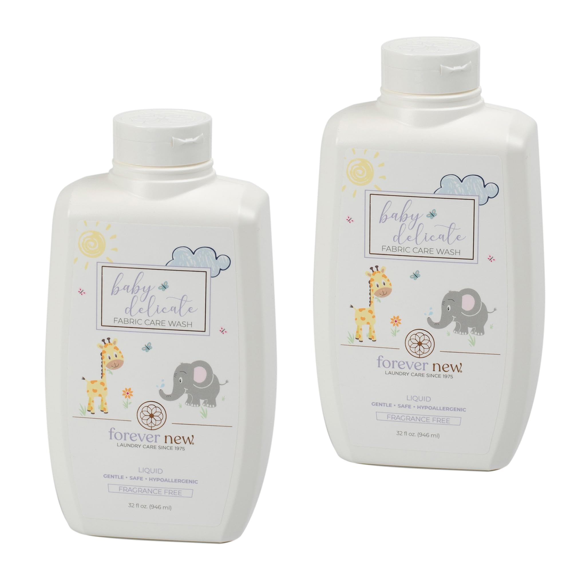 Baby Forever New 32 Ounce - Liquid Fragrance Free Fabric Care Wash 2 Pack (64 Ounce Total) - Baby Laundry Detergent