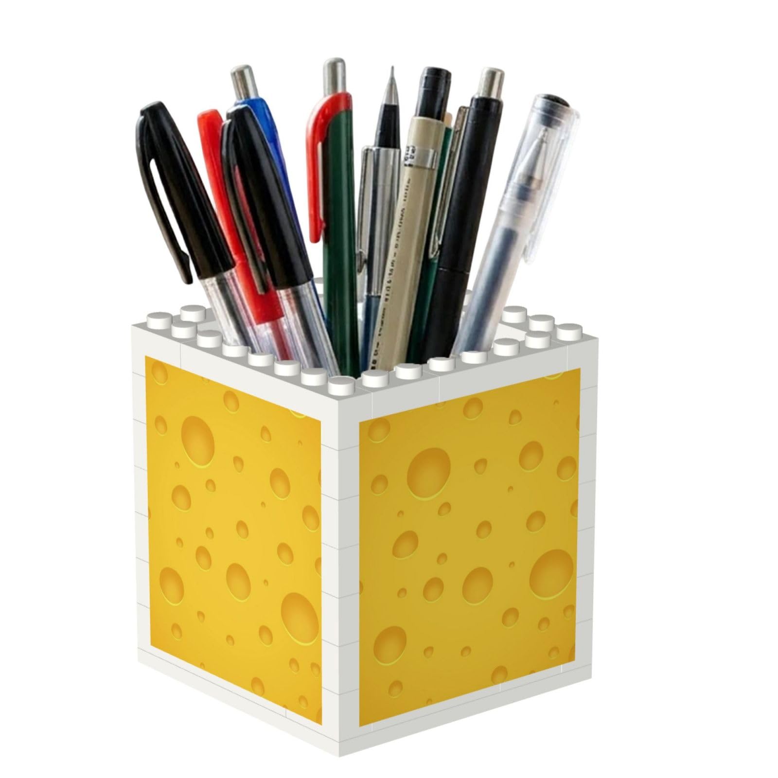 Poadnly Yellow Cheese, Pen Pot Pencil Holder for Office Home School, Compact Desk Organiser for Office Stationery