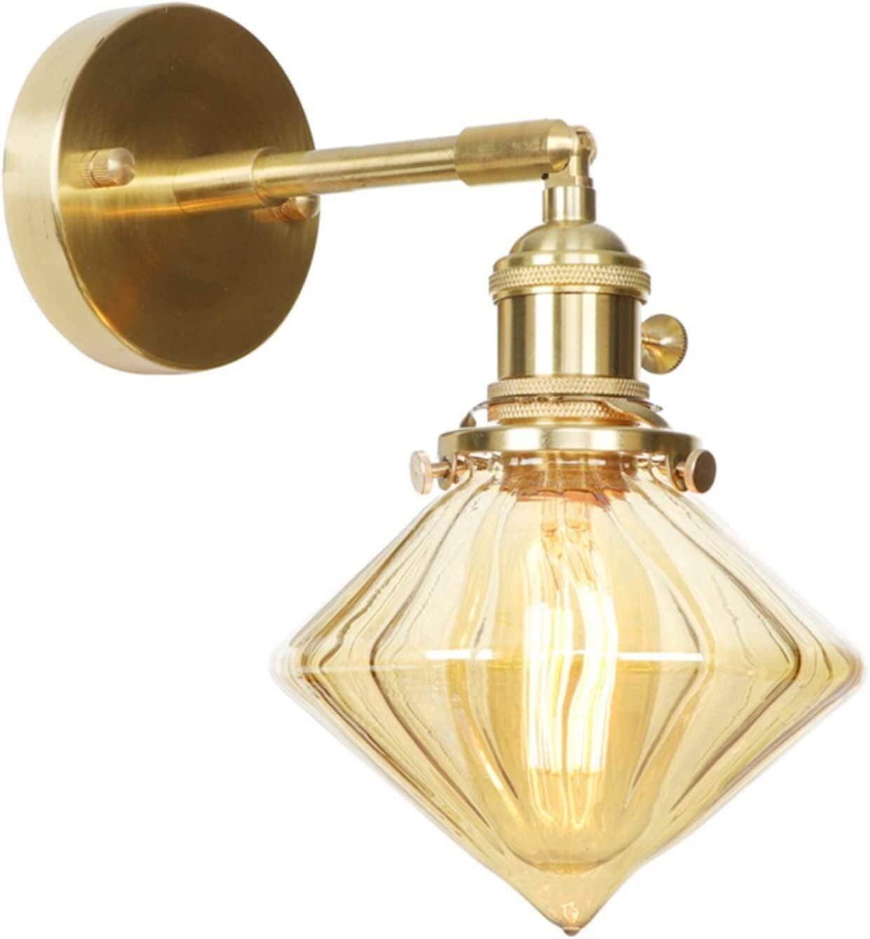 HYJAUSXB Wall Lamps Sconces Gold Brass Sconce Clear Glass Mount Light Fixture(Brown)