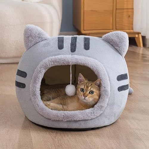 Casinha Iglu Caverna para Gatos com Bolinha, Estilo Gatinho - Modelo Bonaire (Rosa, P)