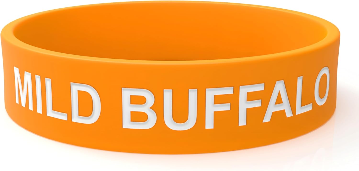 Buffalo Sauce Label Band - Silicone Squeeze Bottle Label for 16oz, 20oz, 24oz, 32oz Mild Buffalo Squirt Bottle Containers - Printed Colored Food Labels for Restaurant, Food Truck (10)
