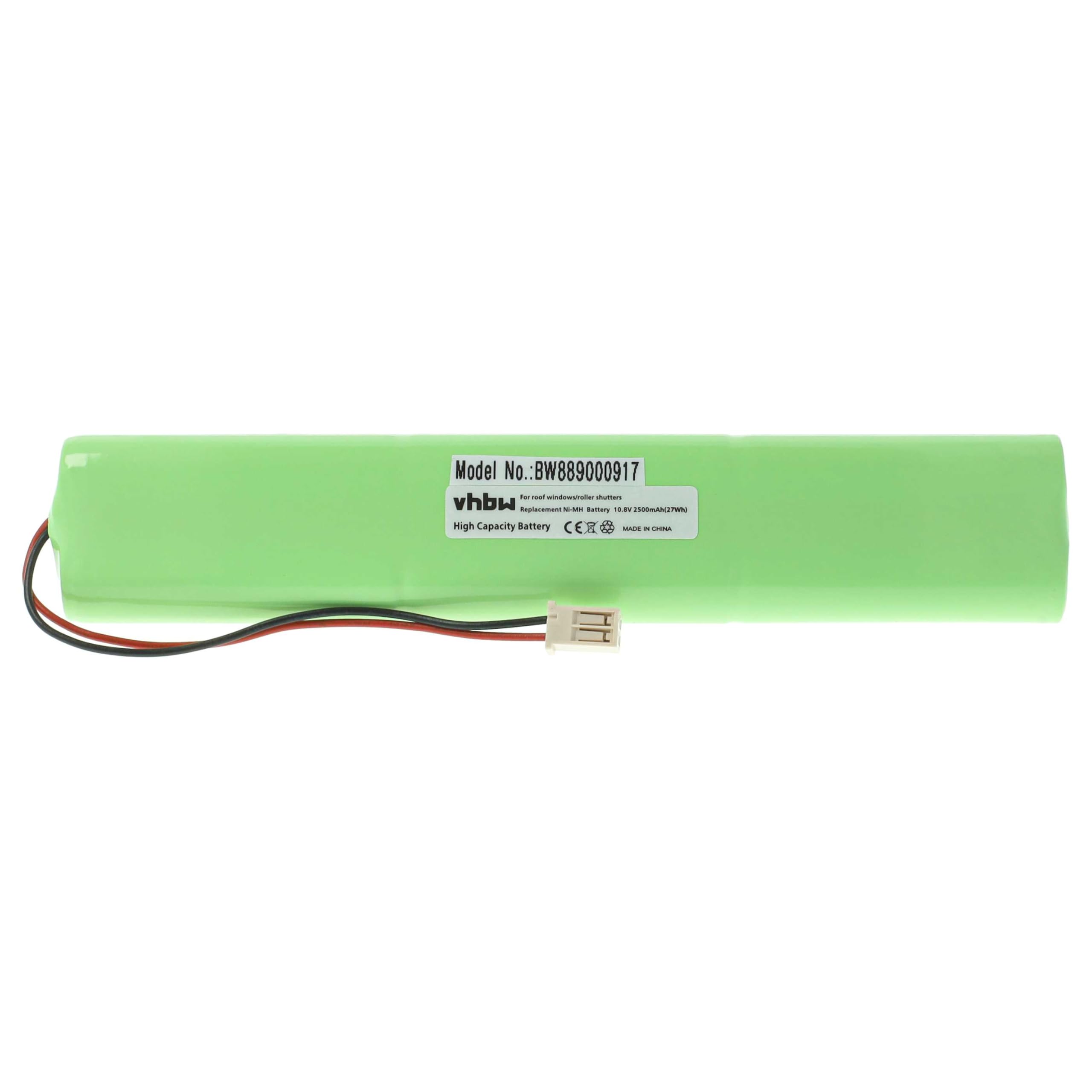vhbw 2 x akumulator zamienny do okien dachowych Velux 946930, 946933 do rolet dachowych (2500 mAh, 10,8 V, NiMH, z kablem)