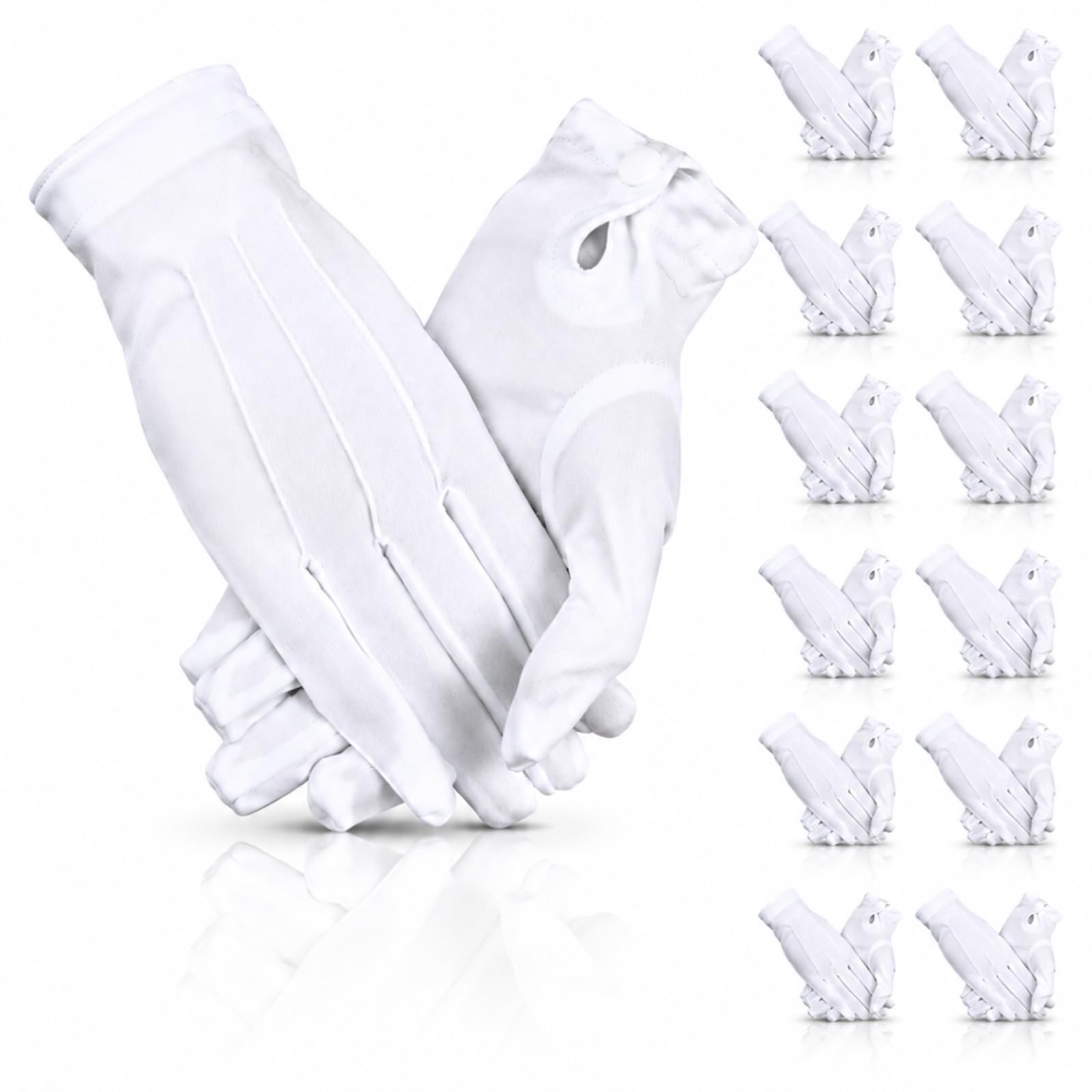 SATINIOR 12 Pairs White Gloves for Men Honor Guard Formal Parade Costume