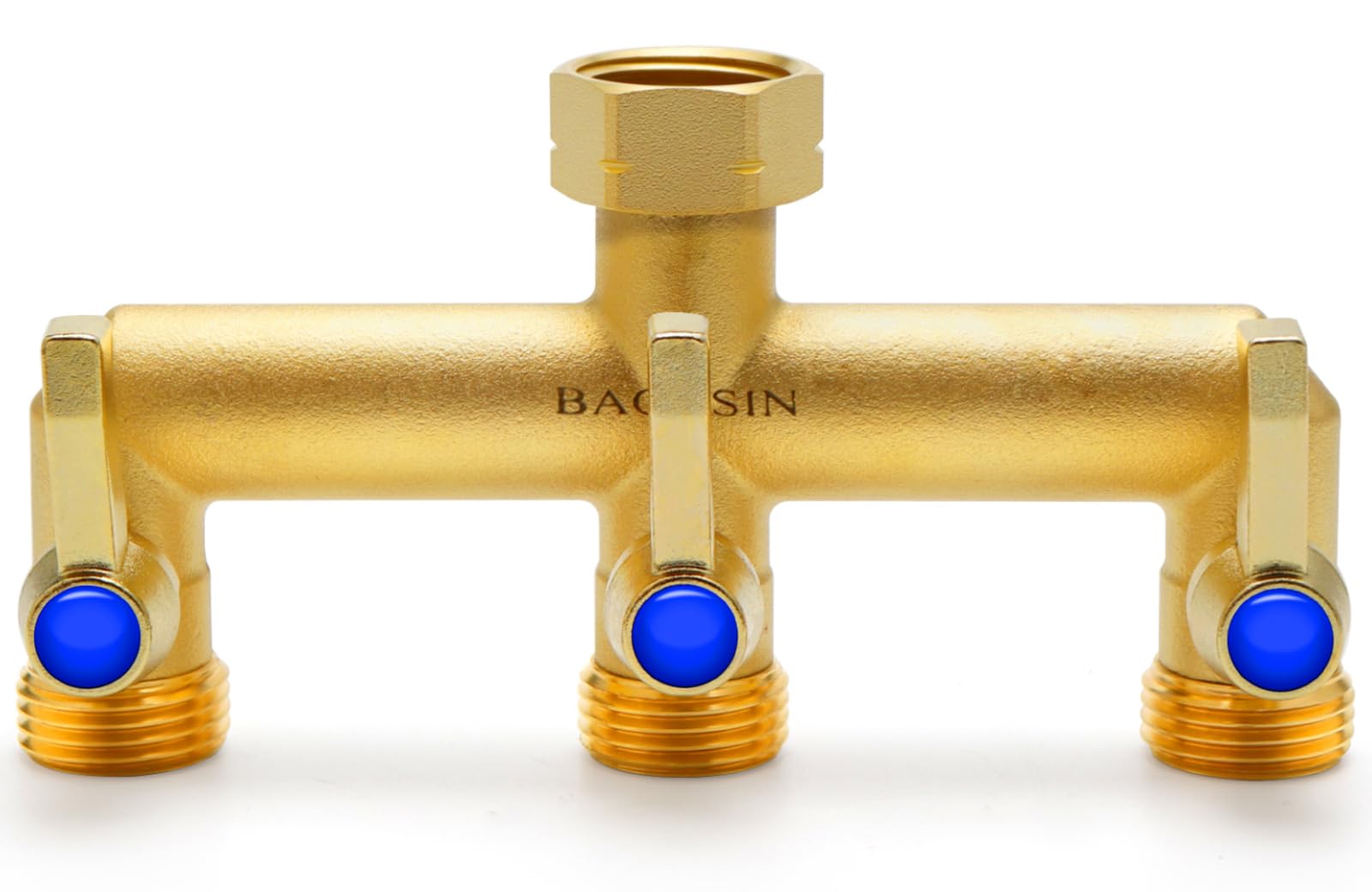Brass Garden Hose Splitter, 3 Way Hose Splitter, Outdoor Hose Splitter, Outlet for Regulating and Shutting Off Water Flow