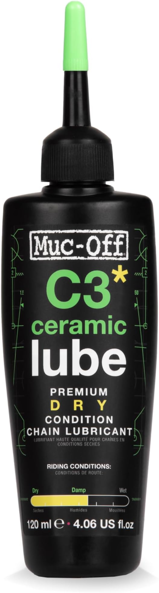 872 C3 Ceramic Dry Chain Lube, 120 Millilitres - Premium Bike Chain Lubricant With UV Tracer Dye - Formulated For Dry And Dusty Weather Conditions